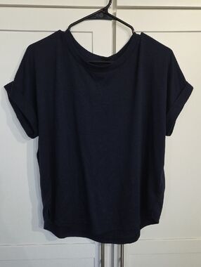 Maurices Navy Rolled-Sleeve Crew Neck Tee